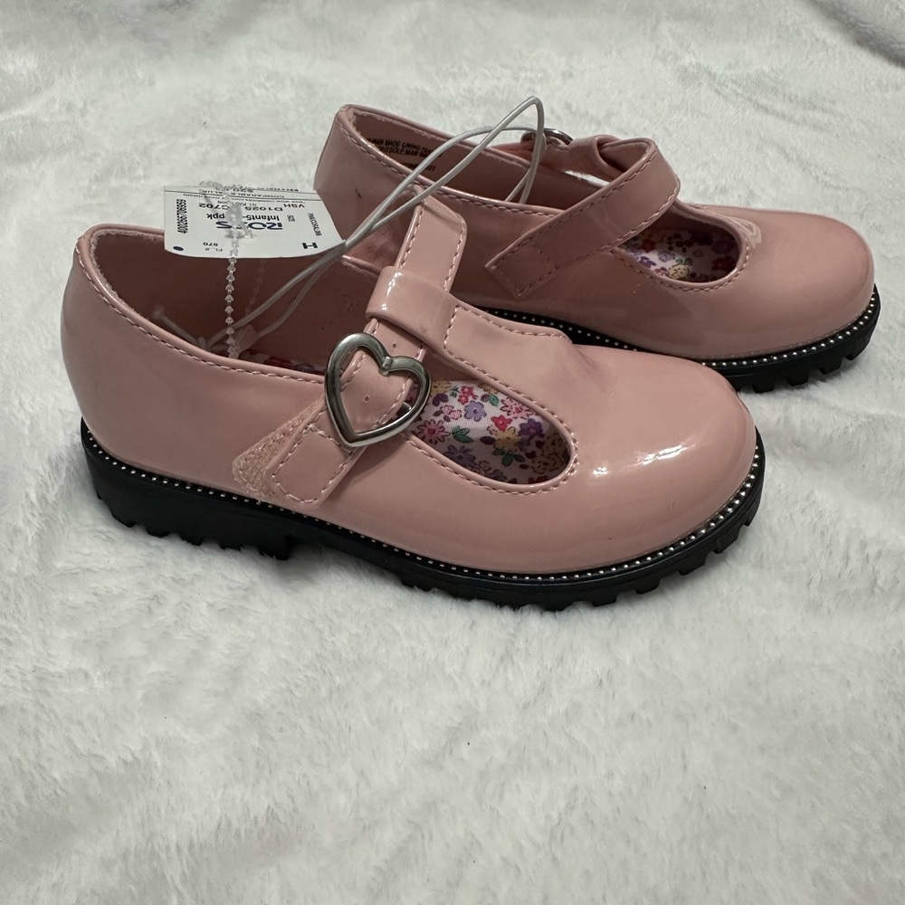 NWT Girls 9 Pink Patent Heart Mary Jane Kids Shoes